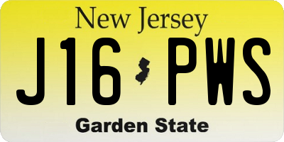 NJ license plate J16PWS