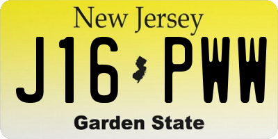 NJ license plate J16PWW
