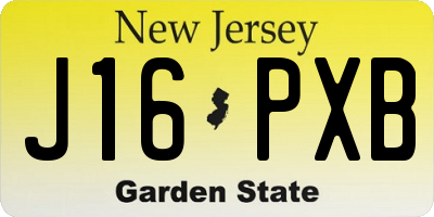 NJ license plate J16PXB