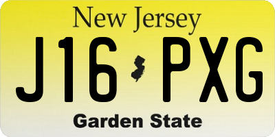 NJ license plate J16PXG