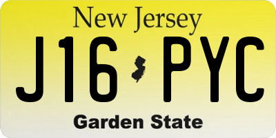 NJ license plate J16PYC