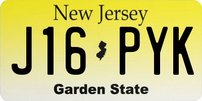 NJ license plate J16PYK