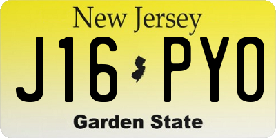 NJ license plate J16PYO