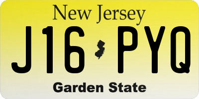 NJ license plate J16PYQ