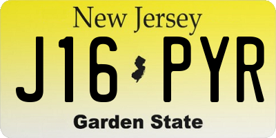 NJ license plate J16PYR