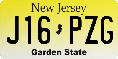NJ license plate J16PZG