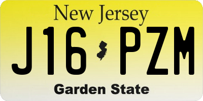 NJ license plate J16PZM