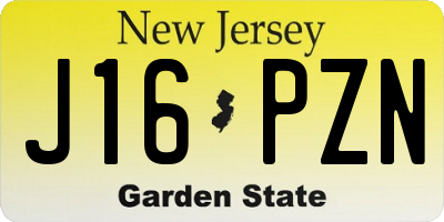 NJ license plate J16PZN