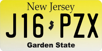 NJ license plate J16PZX