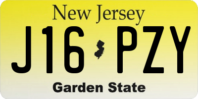 NJ license plate J16PZY
