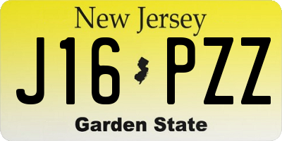 NJ license plate J16PZZ