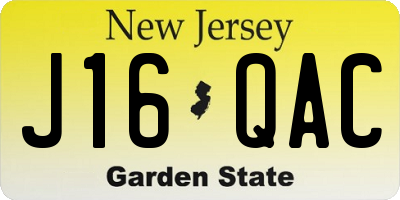 NJ license plate J16QAC