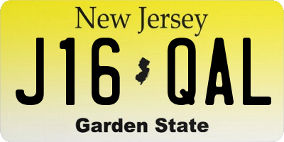 NJ license plate J16QAL