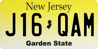 NJ license plate J16QAM