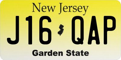 NJ license plate J16QAP