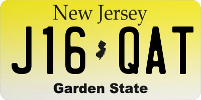 NJ license plate J16QAT