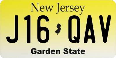 NJ license plate J16QAV