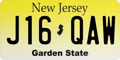 NJ license plate J16QAW