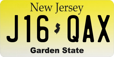 NJ license plate J16QAX