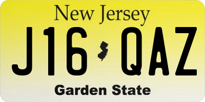 NJ license plate J16QAZ