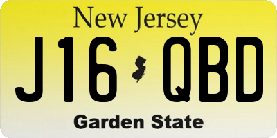 NJ license plate J16QBD
