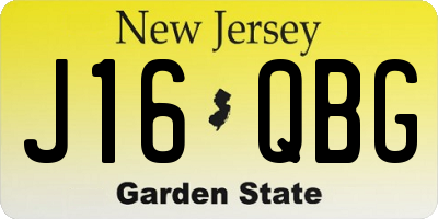 NJ license plate J16QBG