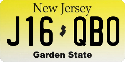 NJ license plate J16QBO