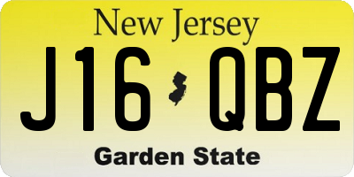 NJ license plate J16QBZ