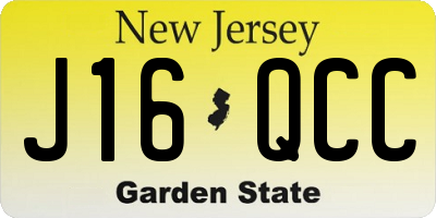 NJ license plate J16QCC