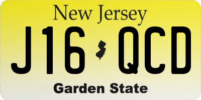 NJ license plate J16QCD