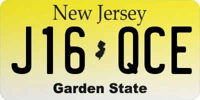 NJ license plate J16QCE