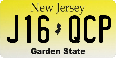 NJ license plate J16QCP
