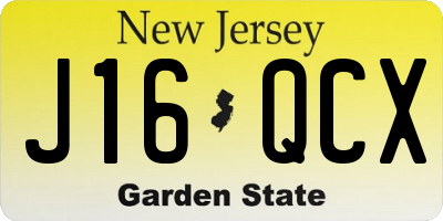 NJ license plate J16QCX