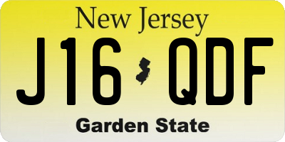 NJ license plate J16QDF