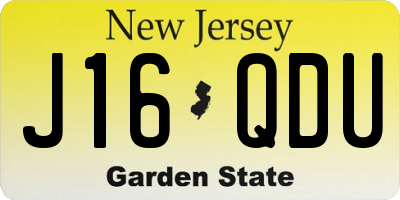 NJ license plate J16QDU
