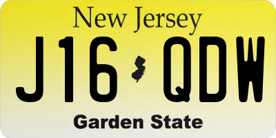 NJ license plate J16QDW