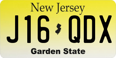 NJ license plate J16QDX