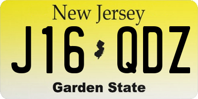 NJ license plate J16QDZ