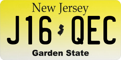 NJ license plate J16QEC