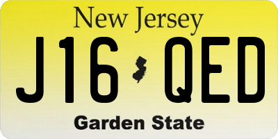 NJ license plate J16QED