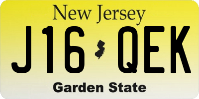 NJ license plate J16QEK