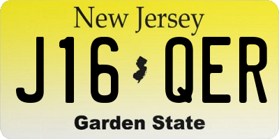 NJ license plate J16QER
