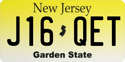 NJ license plate J16QET