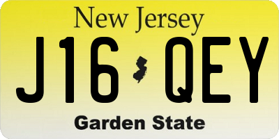 NJ license plate J16QEY