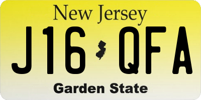 NJ license plate J16QFA