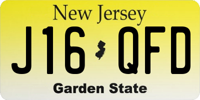 NJ license plate J16QFD