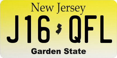 NJ license plate J16QFL