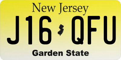 NJ license plate J16QFU