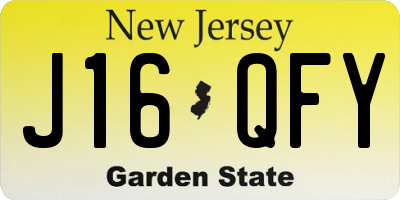 NJ license plate J16QFY