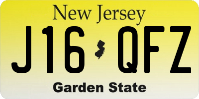 NJ license plate J16QFZ